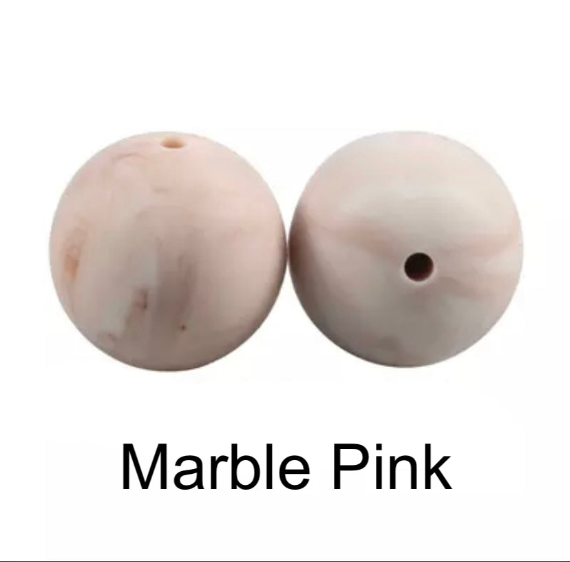 Marble Pink Silicone Beads