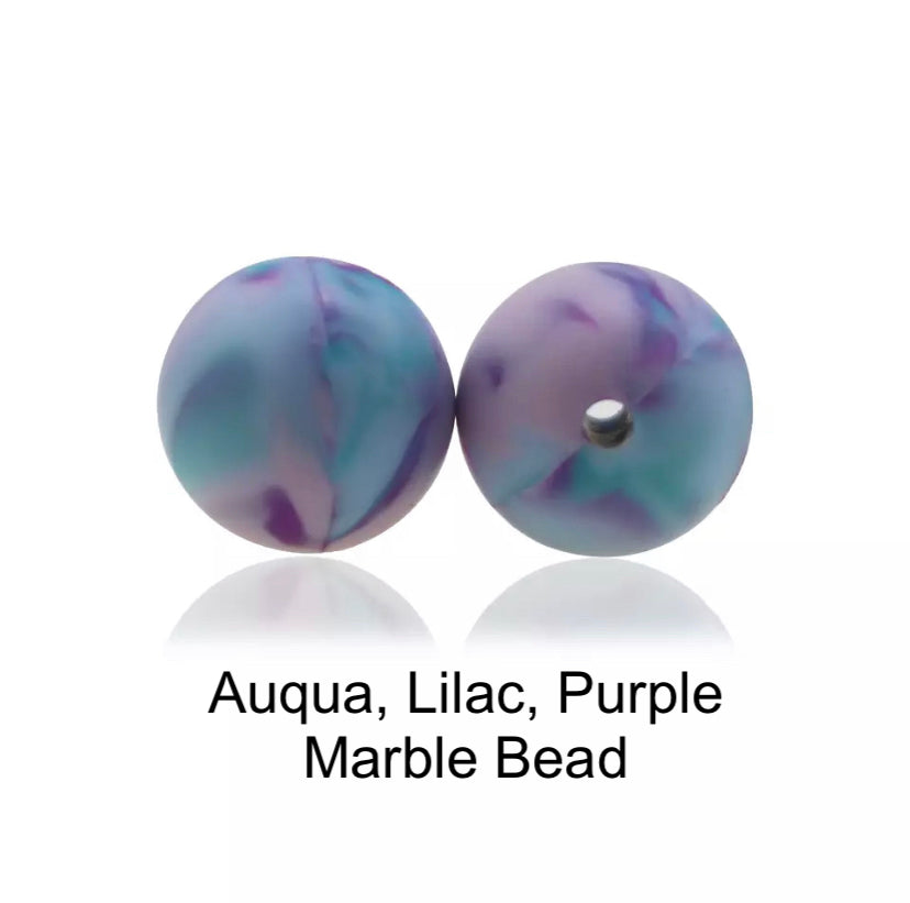 Aqua, Lilac, Purple Marble Beads