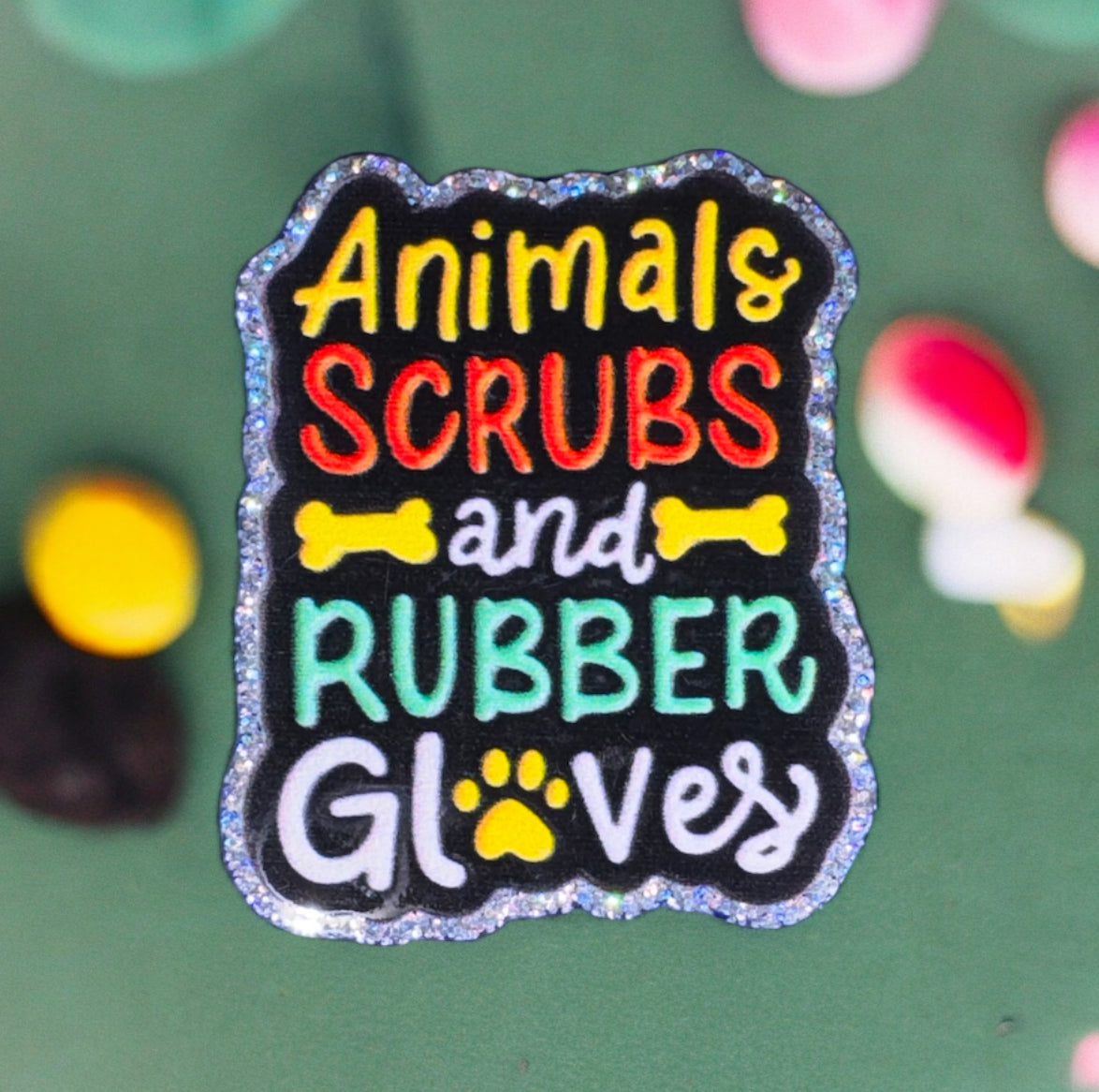 Animals Scrubs And Rubber Gloves Acrylic Flatback