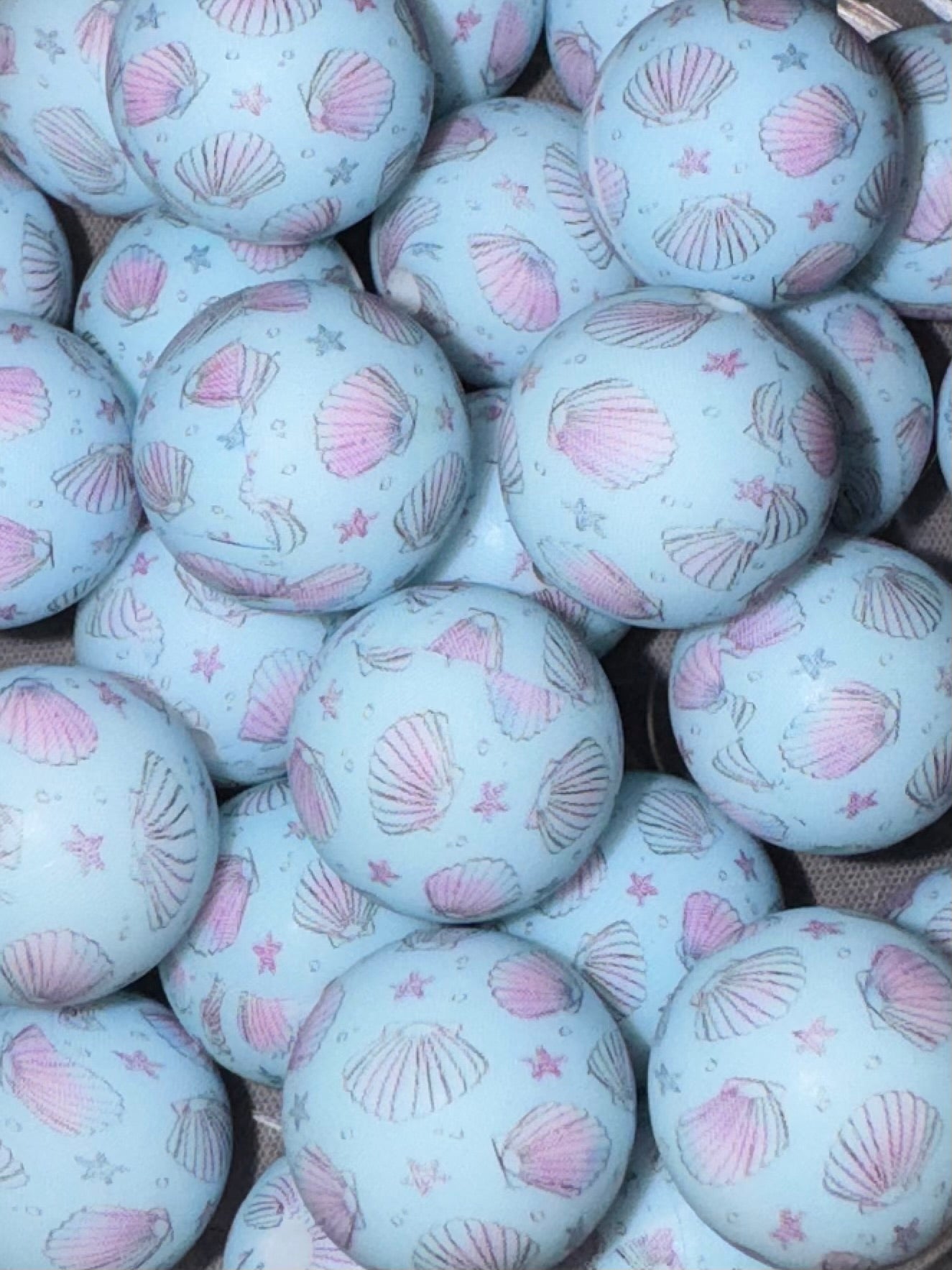 Seashell Printed Silicone Beads
