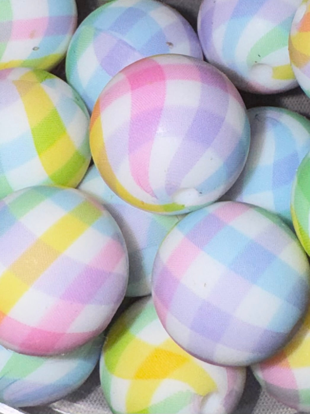 Plaid Printed Silicone Beads