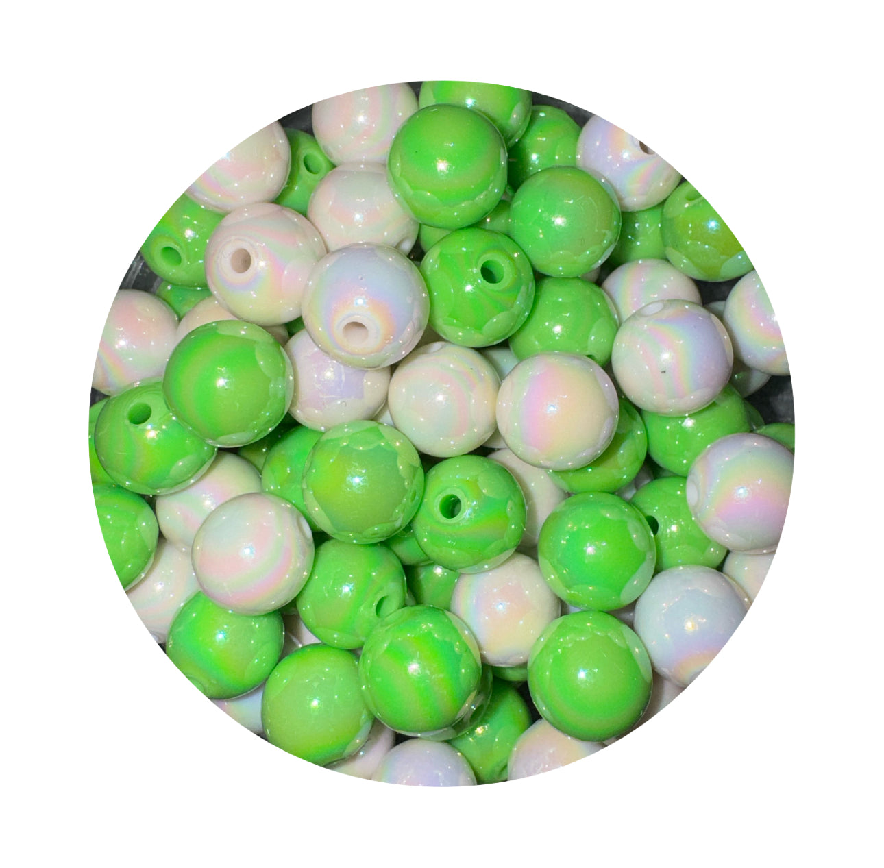 Green and White Bead Mix