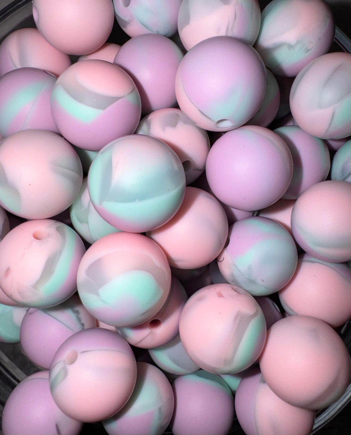 Pink Purple Blue Marble Silicone Beads