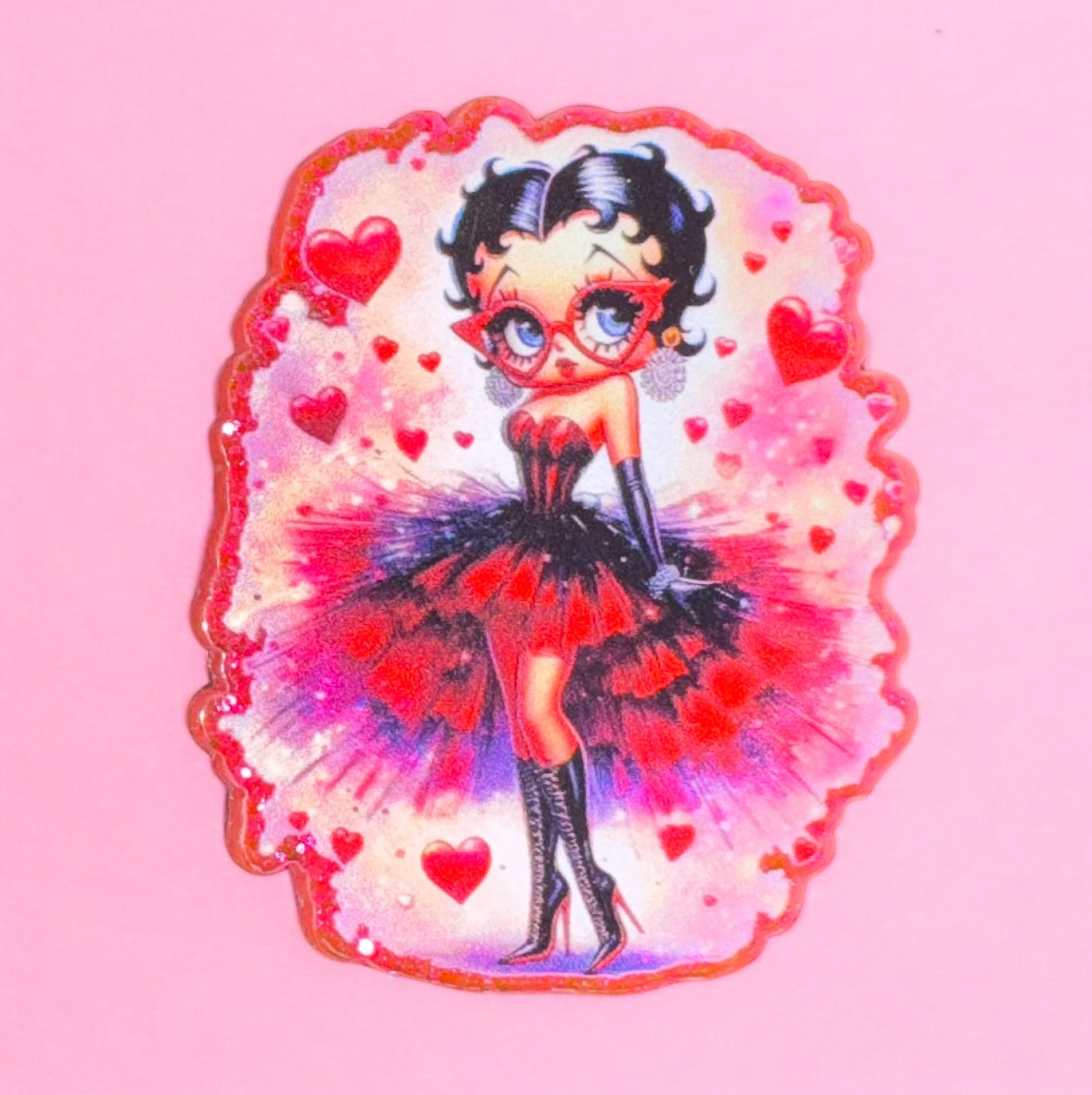BB Red & Black Dress Acrylic Flatback