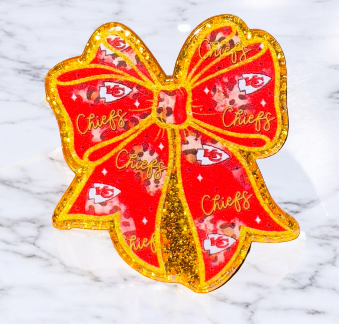 KC Football Team Bow Acrylic Flatback