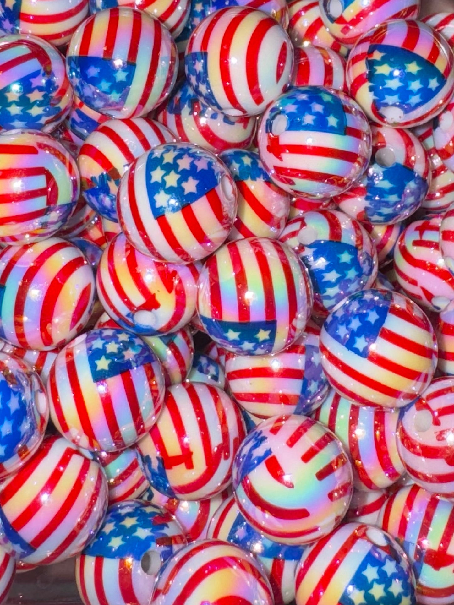 American Flag UV Coated Acylic Beads