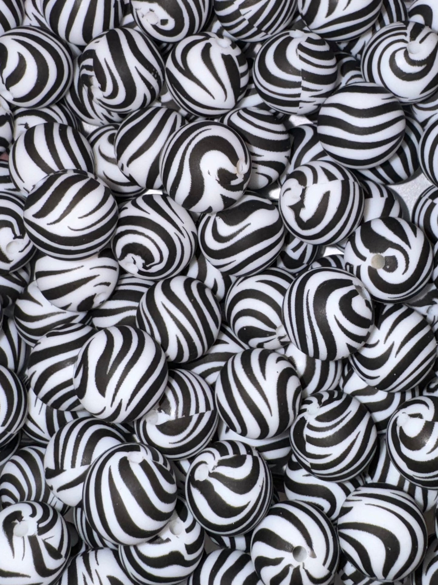 Zebra Print Silicone Beads