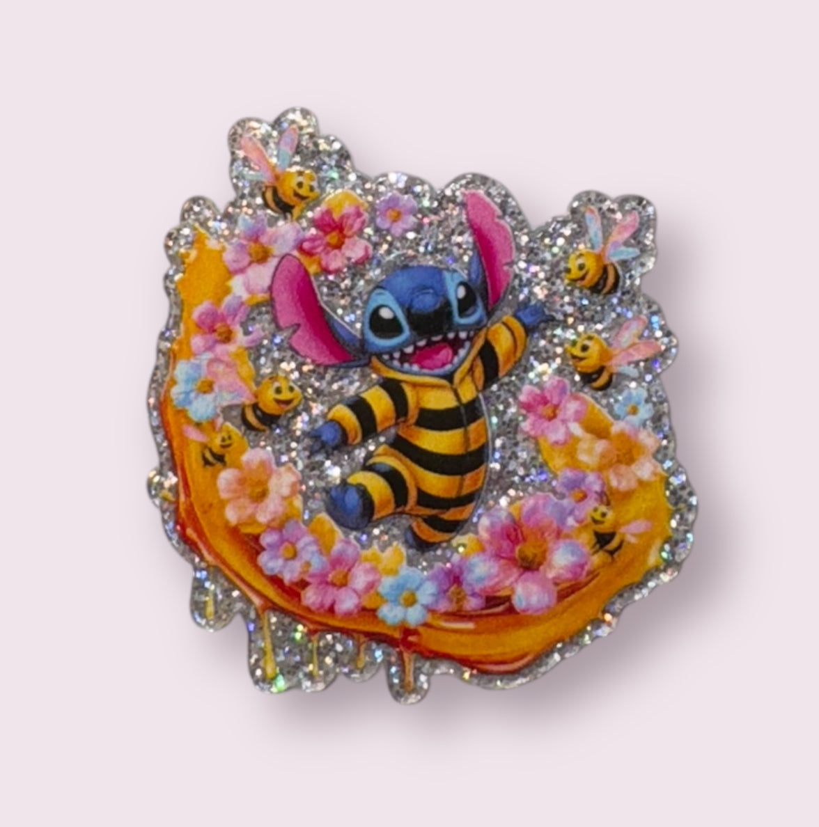 Blue Alien Bumble Bee Acrylic Flatback