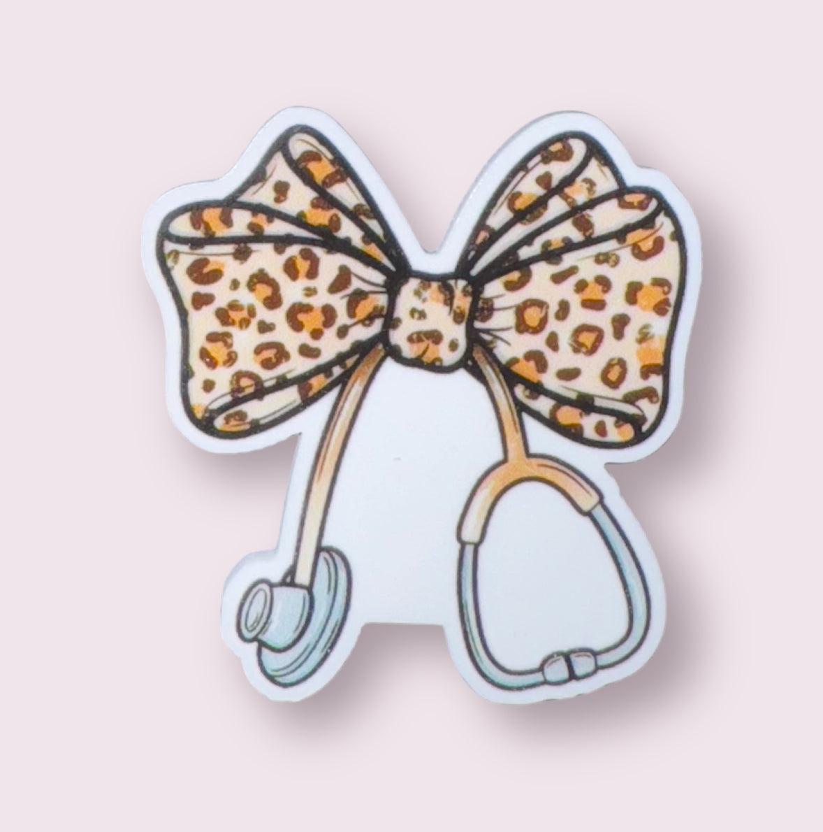 Leopard Print Bow Stethoscope Acrylic Flatback