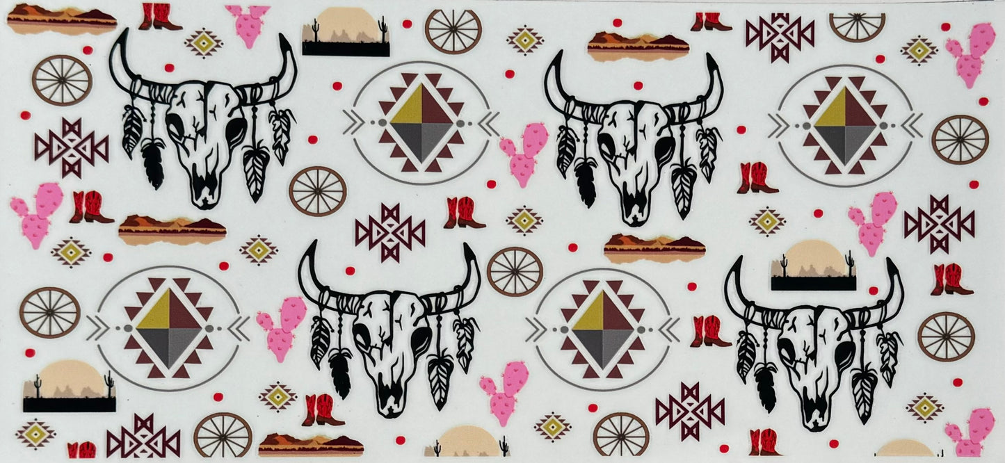 Steer Skull Boho UV DTF Wraps