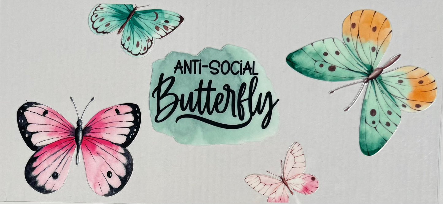 AntiSocial Butterfly UV DTF Cup Wrap