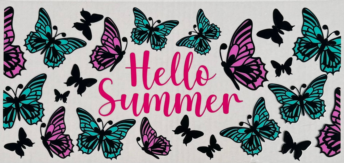 Hello Summer Butterfly UV DTF Cup Wrap