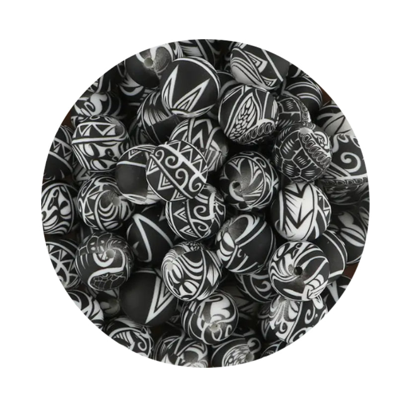 Tribal Print Silicone Beads