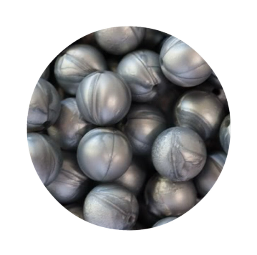 Pearl Silver Silicone Beads