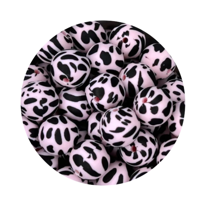 Pink Cow Print Beads