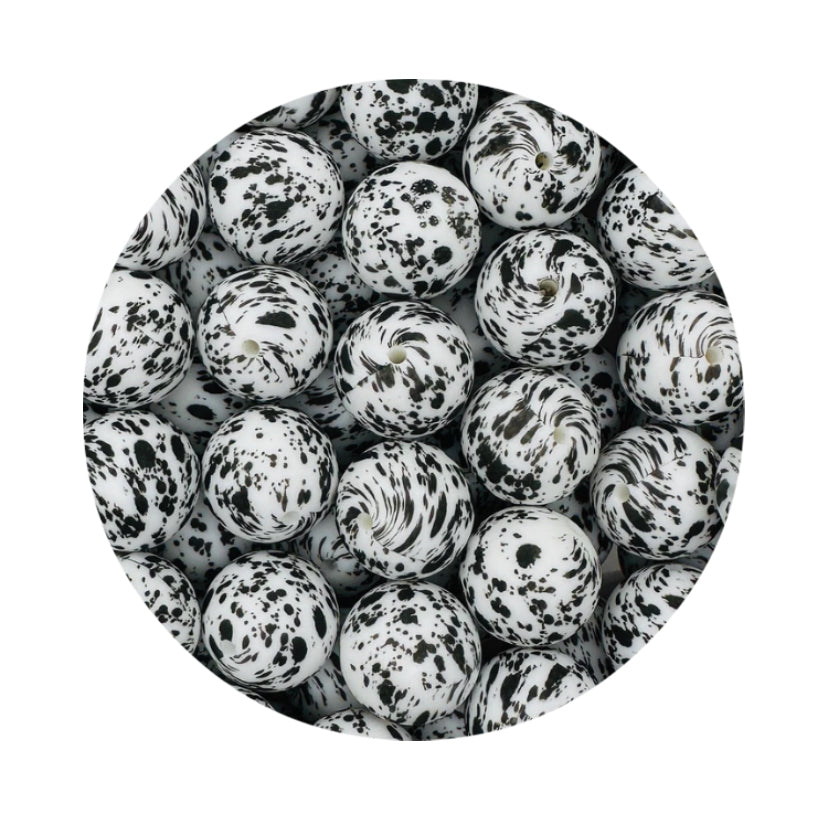 Black Paint Splatter Silicone Beads