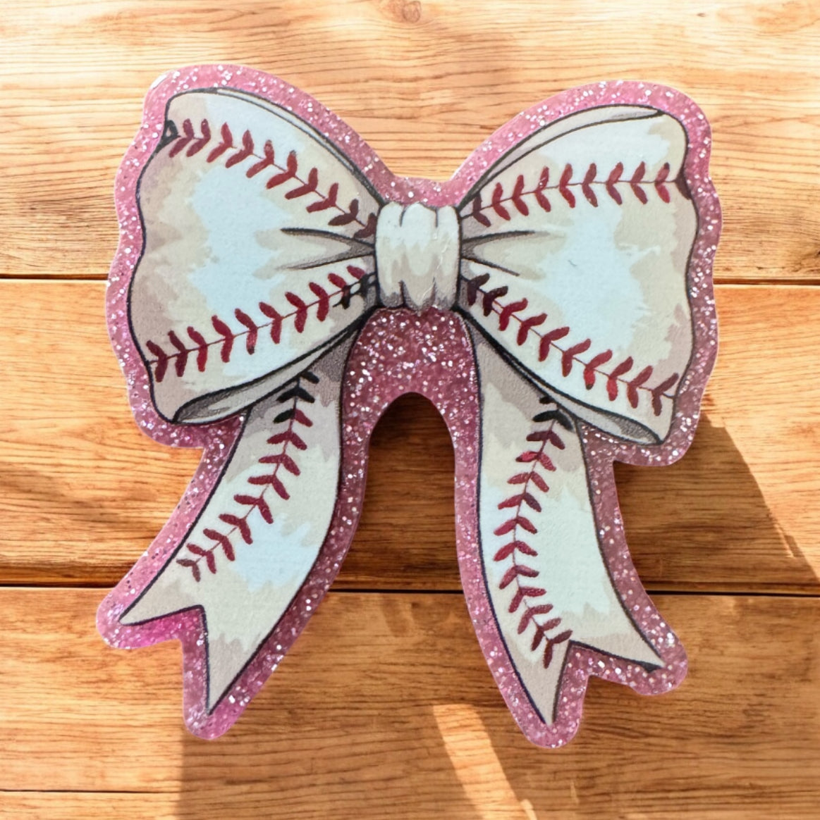 Baseball Bow Acrylic Flatback