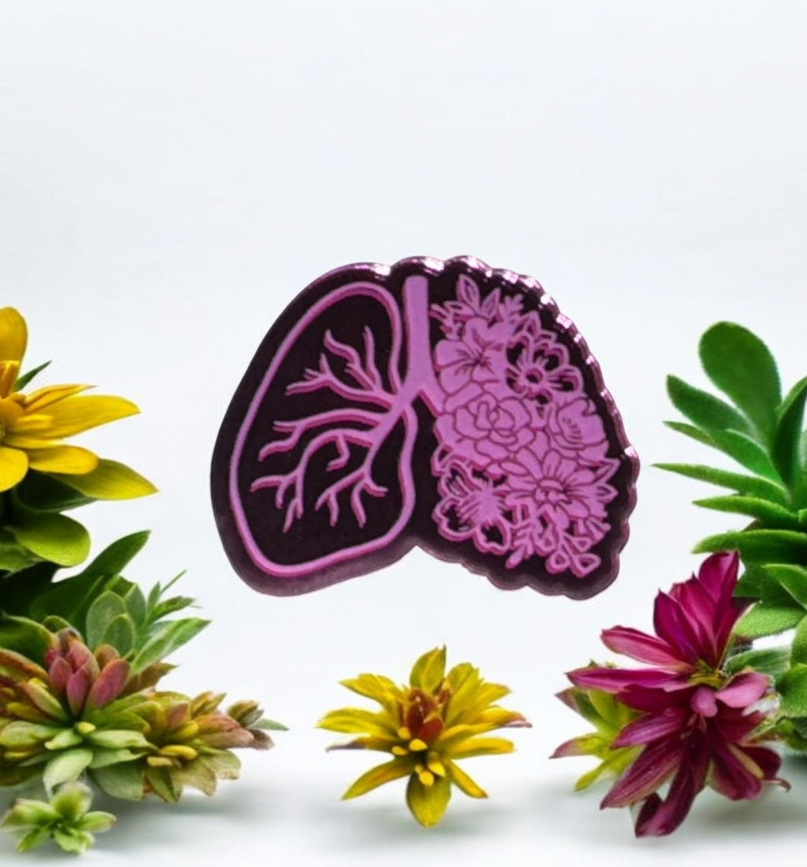 Mirrored Pink Lungs Acrylic Flatback