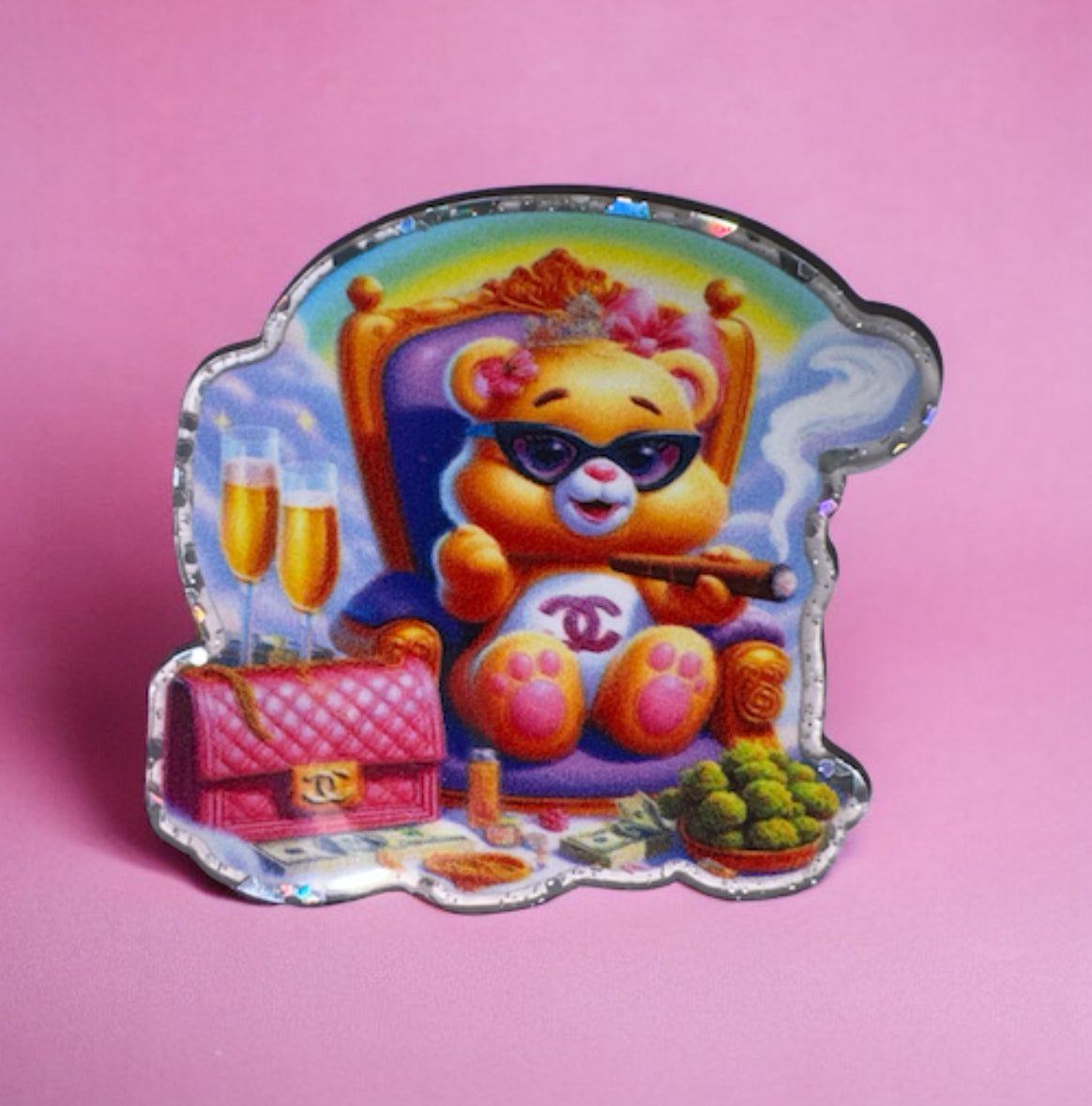 Neon Bear With Purse