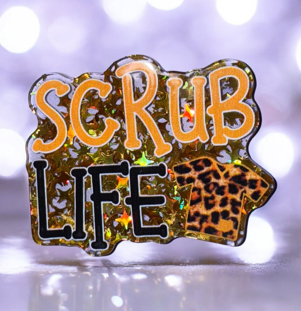 Scrub Life Gold Acrylic Flatback