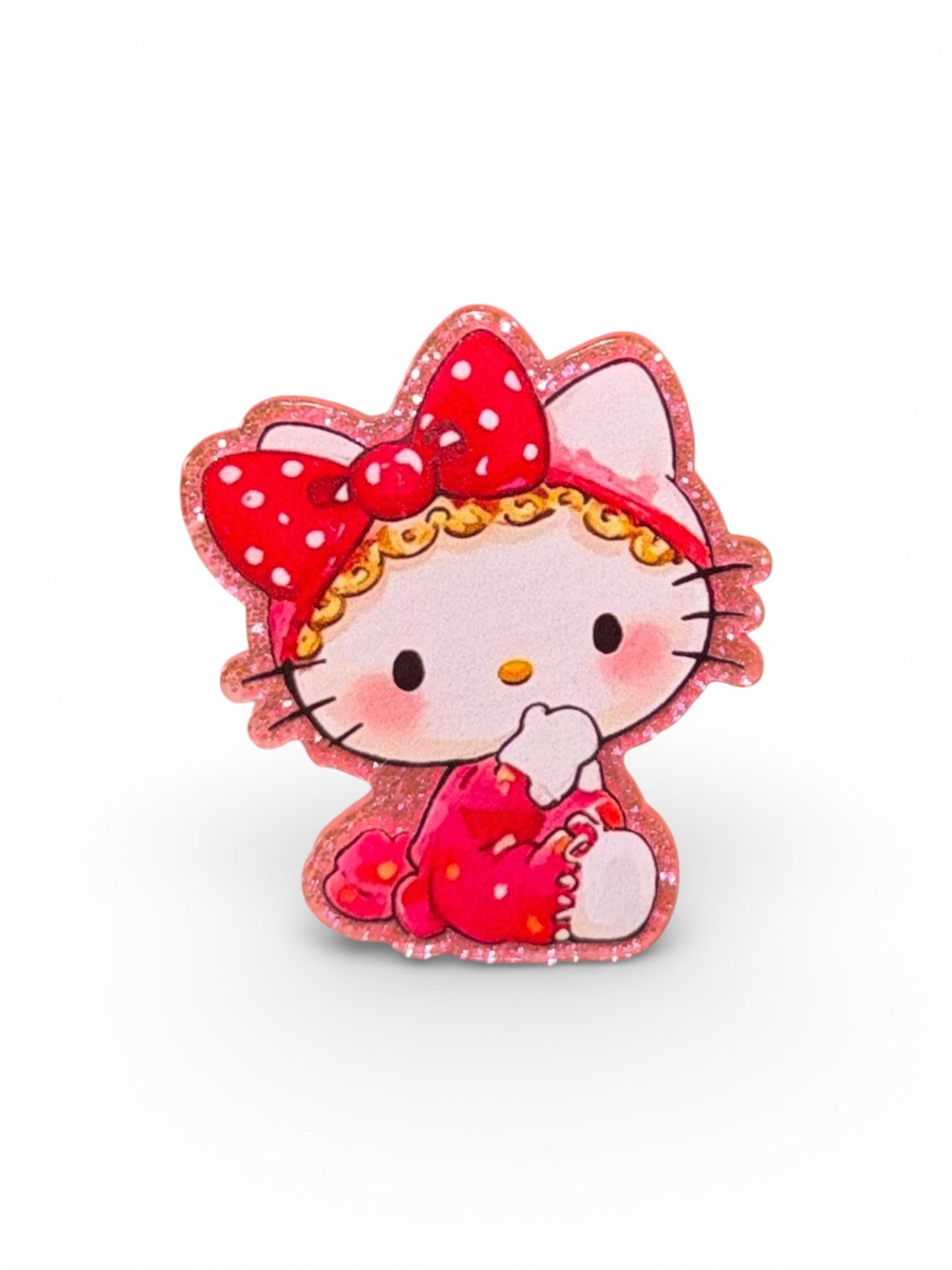 HK Red Polka Dot Bow Acrylic Flatback