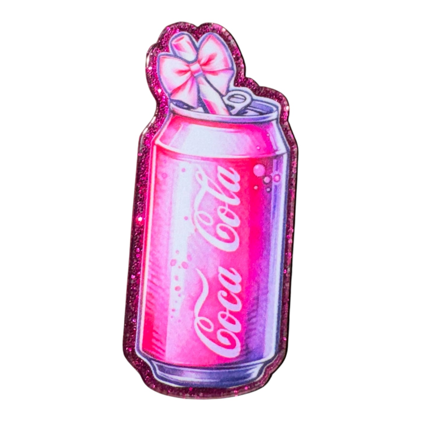Soda Can With Pink Bow Acrylic Flatback
