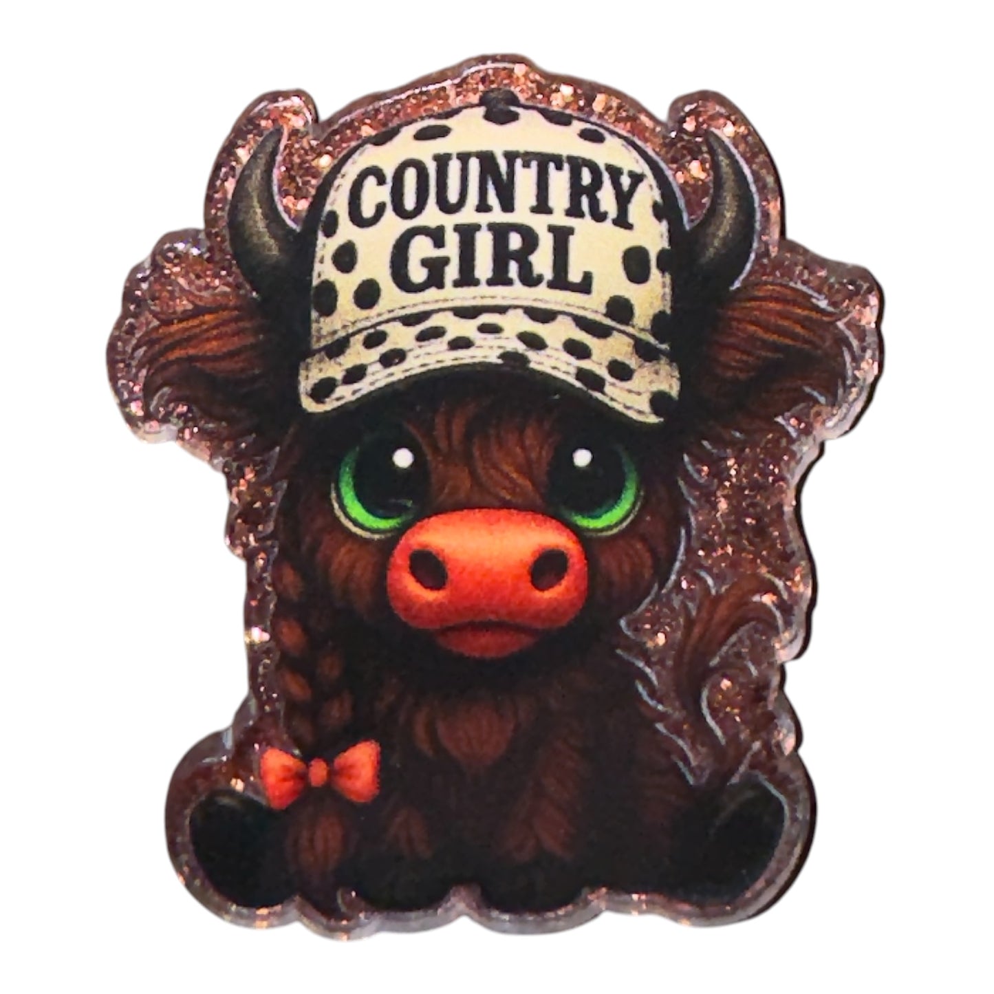 Country Girl Cow Acrylic Flatback