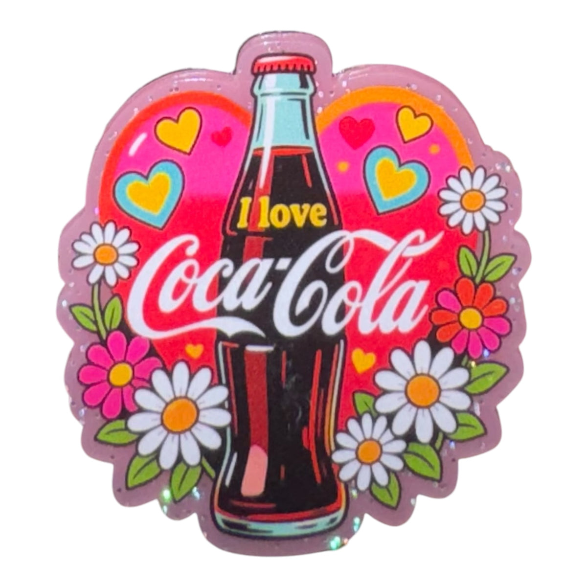 Cola With Flowers Acrylic Flatback