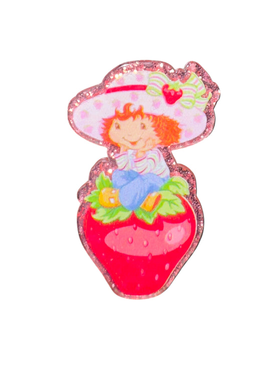 Strawberry Girl On A Strawberry Acrylic Flatback