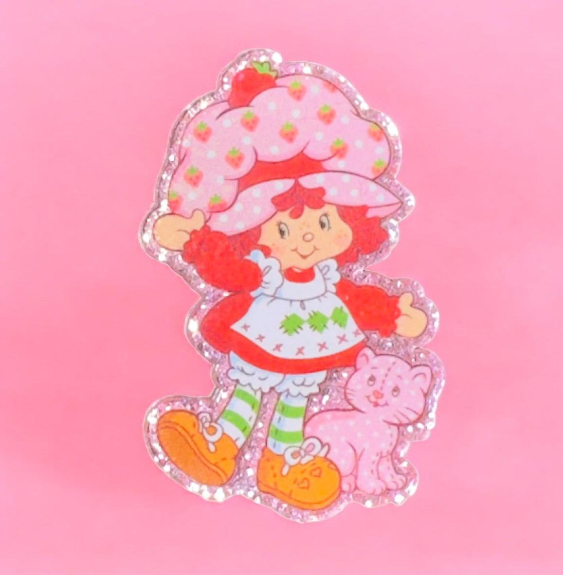 Strawberry Girl With Cat Acrylic Flatback