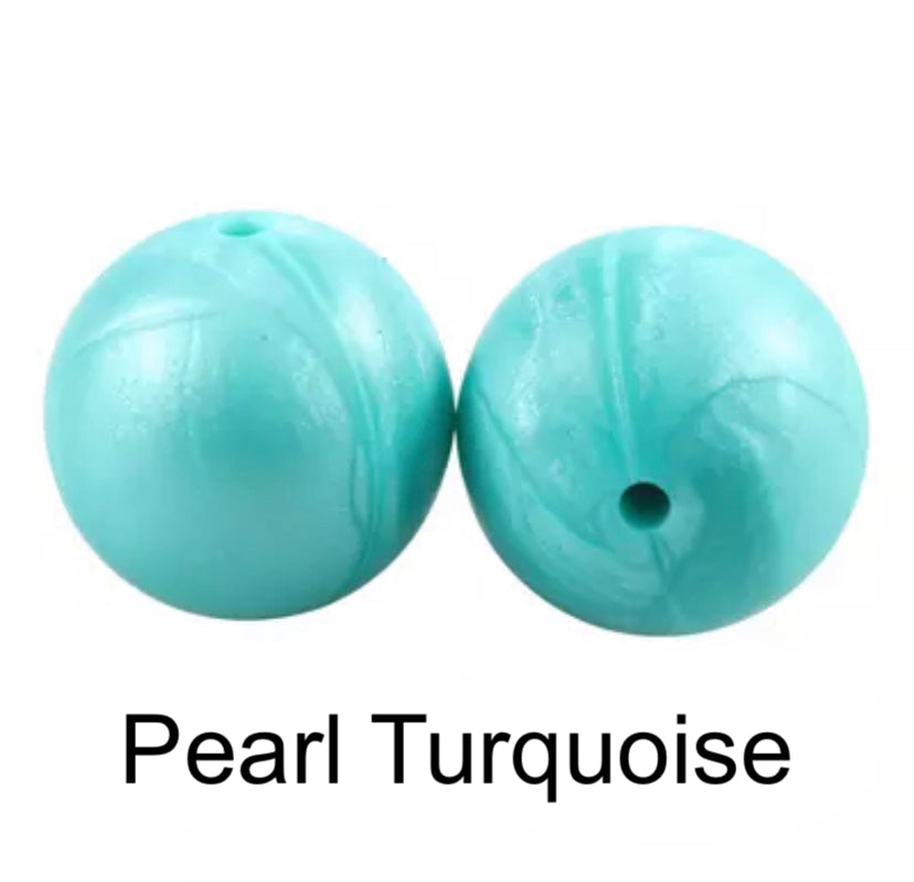Pearl Turquoise Silicone Beads