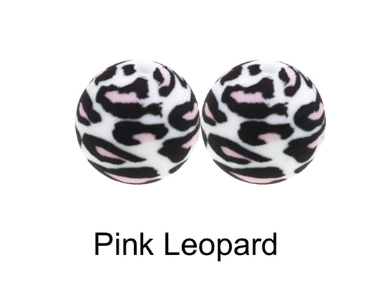 Pink Leopard Silicone Beads