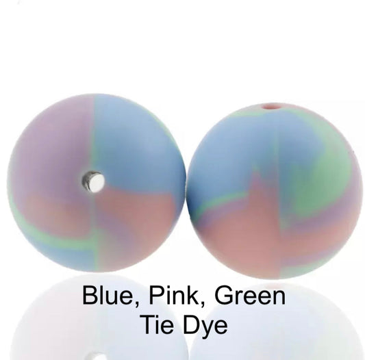 Blue, Pink, Green Silicone Beads
