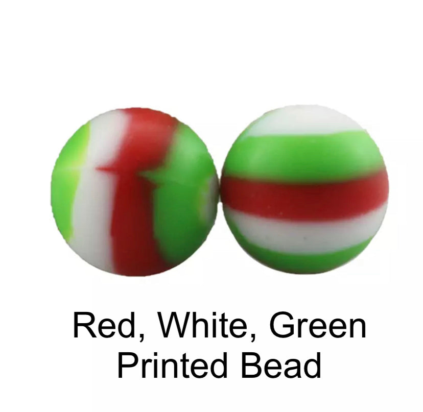 Red, White, and Green Silicone Beads