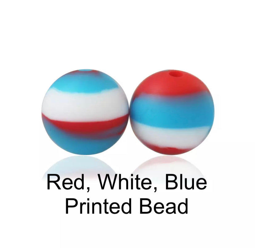 Red, White, and Blue Silicone Beads