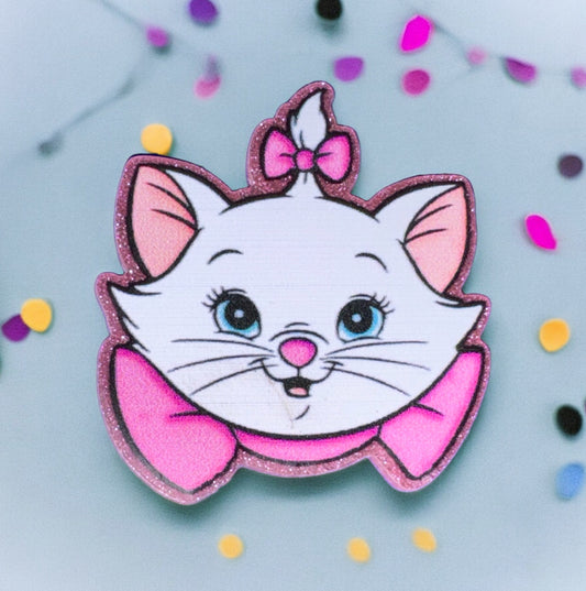 Cat With Bow Acrylic Flatback