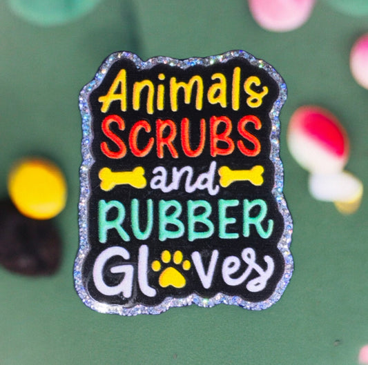Animals Scrubs And Rubber Gloves Acrylic Flatback