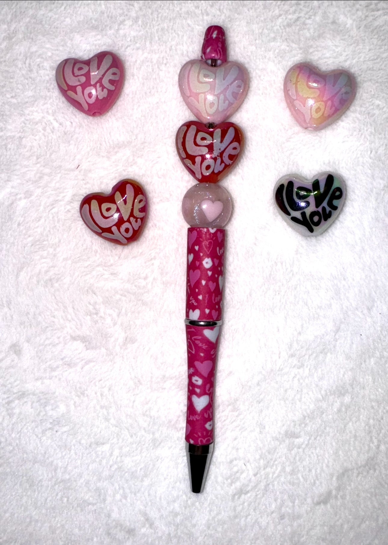 Love You Iridescent Heart Beads