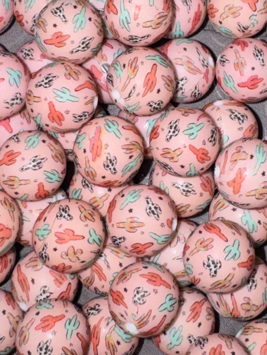 Pink Cactus Silicone Beads