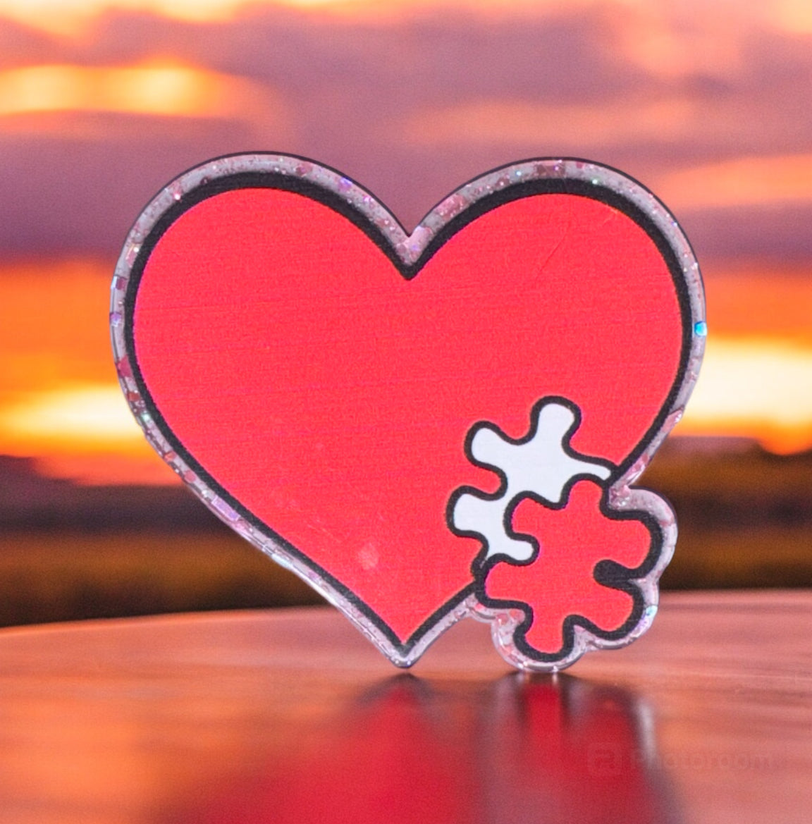 Heart Puzzle Piece Acrylic Flatback