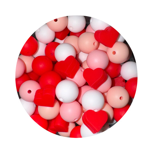 Valentine Heart Silicone Bead Mix