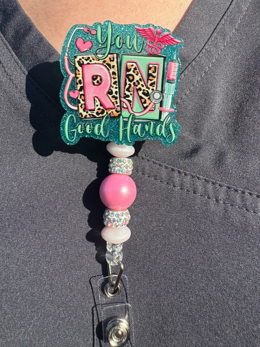 You RN Good Hands Badge Reel