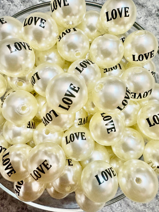 Pearl LOVE Acrylic Beads
