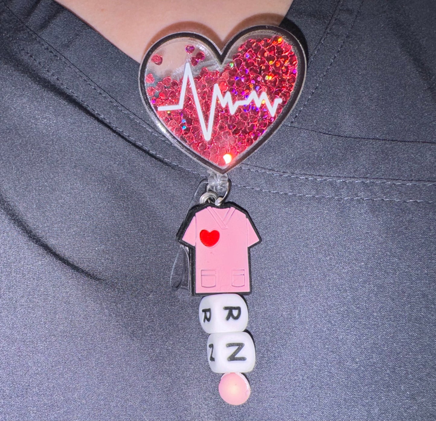 RN Glitter Confetti Heart Badge Reel