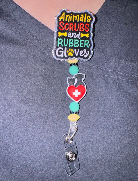 Animals Scrubs And Rubber Gloves Badge Reels
