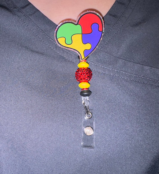 Autism Heart Puzzle Badge Reel