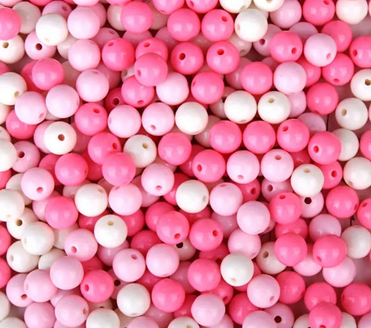 Pink and White Acrylic Bead Mix