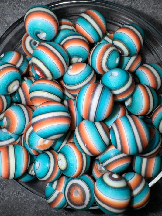 Turquoise Serape Silicone Beads