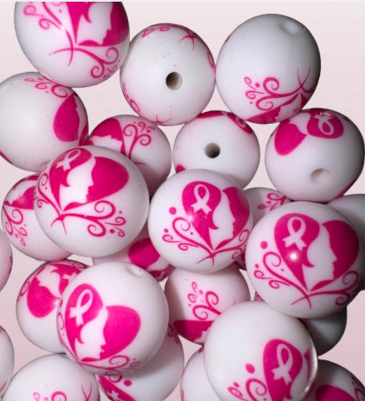 Breast Cancer Silicone Beads 15mm