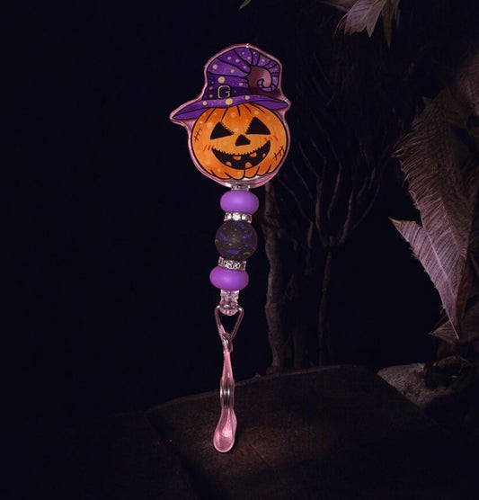 Pumpkin Witch Hat Badge Reel